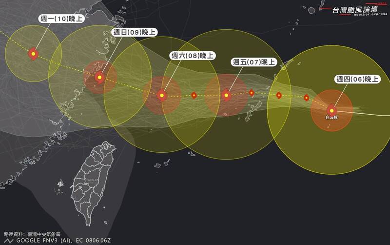 白海豚暴風圈籠罩北北基機率曝  專家示警北台灣週末強風大雨！