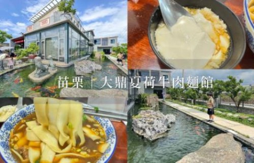 鼎夏荷牛肉麵館》苑裡交流道旁的豪宅麵館，內用豆花吃到飽＋庭園賞鯉網美風玻璃屋