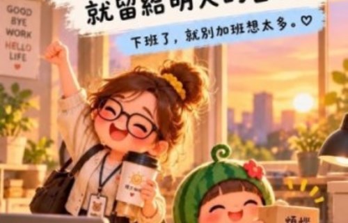 工作要下班， 煩惱也要放假。 今天想不通的事， 就留給明天的自己