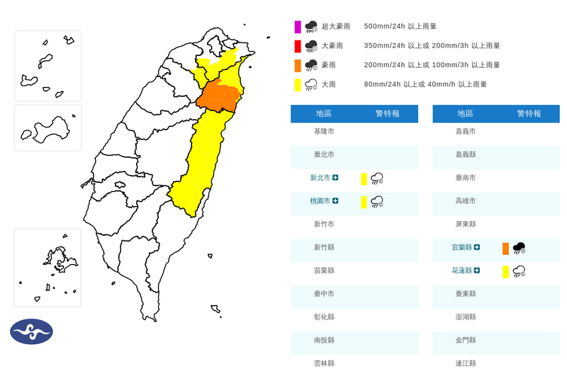 雨彈還在炸 新北、桃園山區及宜花慎防豪、大雨