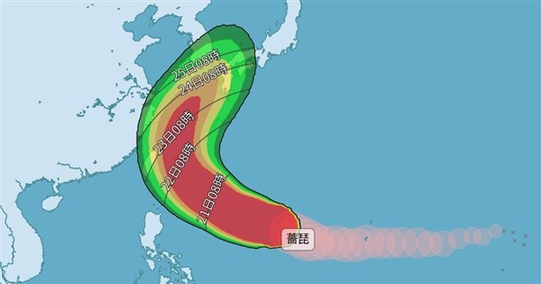 颱風薔琵估22日開始北轉仍不排除發陸警　23、24日全台有雨