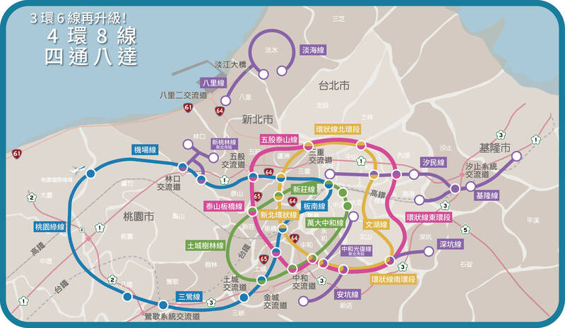 新北捷運四環八線2035年達189公里 串接北北基桃千萬人口