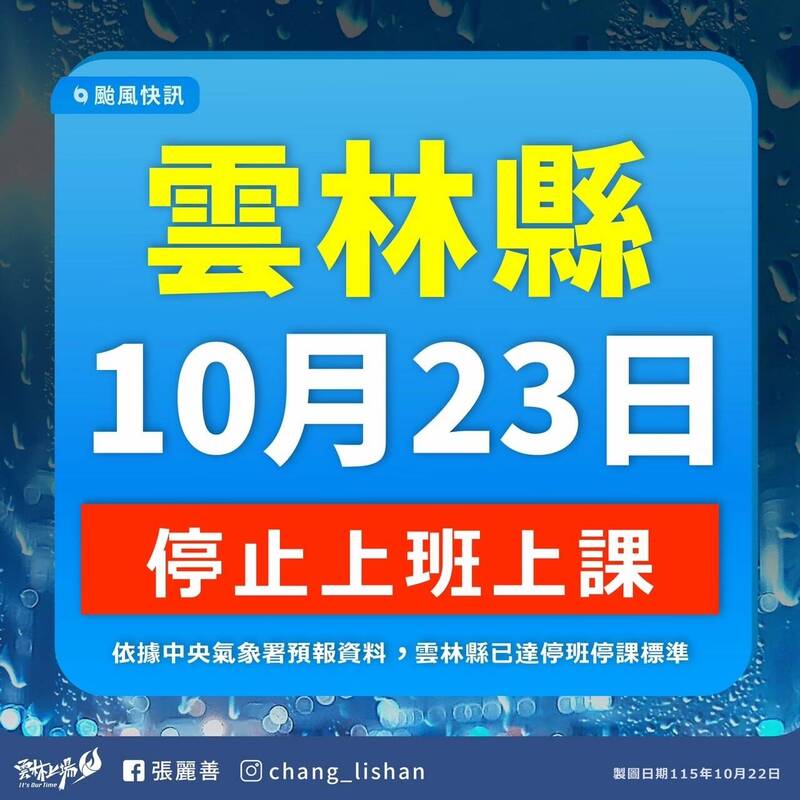 風力達標！雲林23日停班停課 選舉候選人號次抽籤延至27日