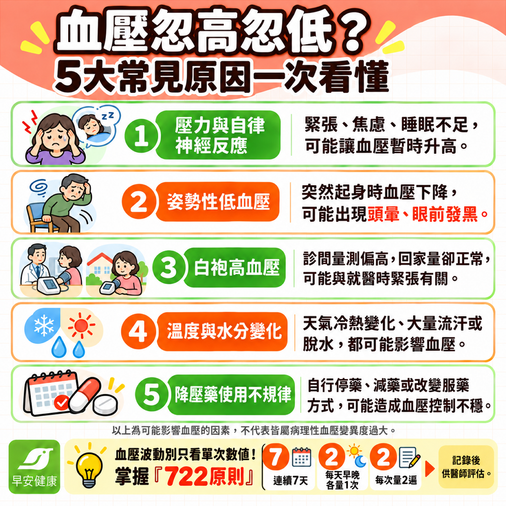 血壓忽高忽低原因？醫揭危險警訊與722正確量法