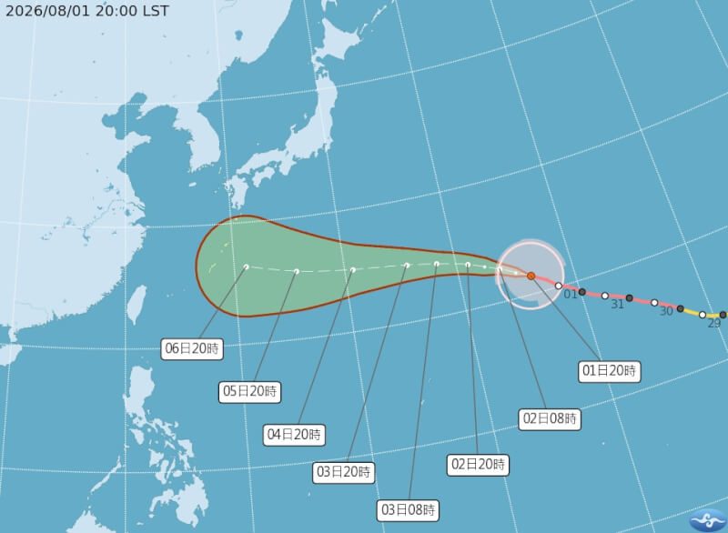 2日午後南部防雷雨　颱風白海豚路徑仍有不確定性