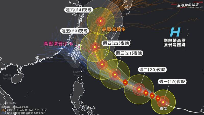 薔琵颱風登陸機率降低！氣象粉專：週五、六仍是關鍵 全台恐有明顯風雨