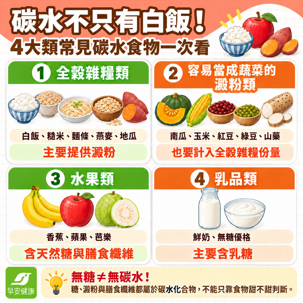 碳水化合物食物有哪些？一表看懂常見碳水來源、一天吃多少