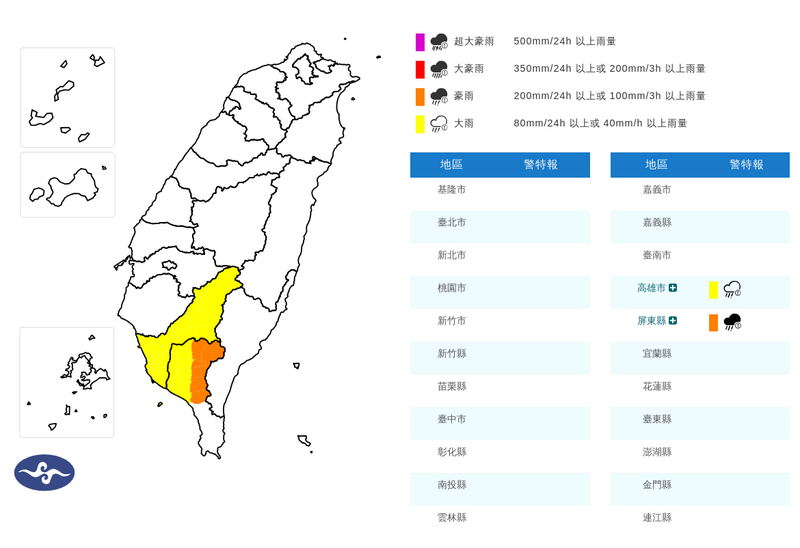 雨彈夜襲高屏！大雷雨轟炸屏東這些鄉鎮