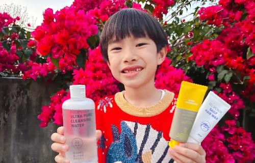 韓國RecipeBox韓兔純淨潔膚水、兒童造型髮髮蠟、多效提亮防曬霜使用分享