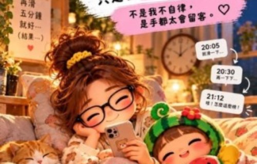 本來只想滑五分鐘，結果一抬頭，半小時不見。原來時間真的會飛，只是都飛在手機裡