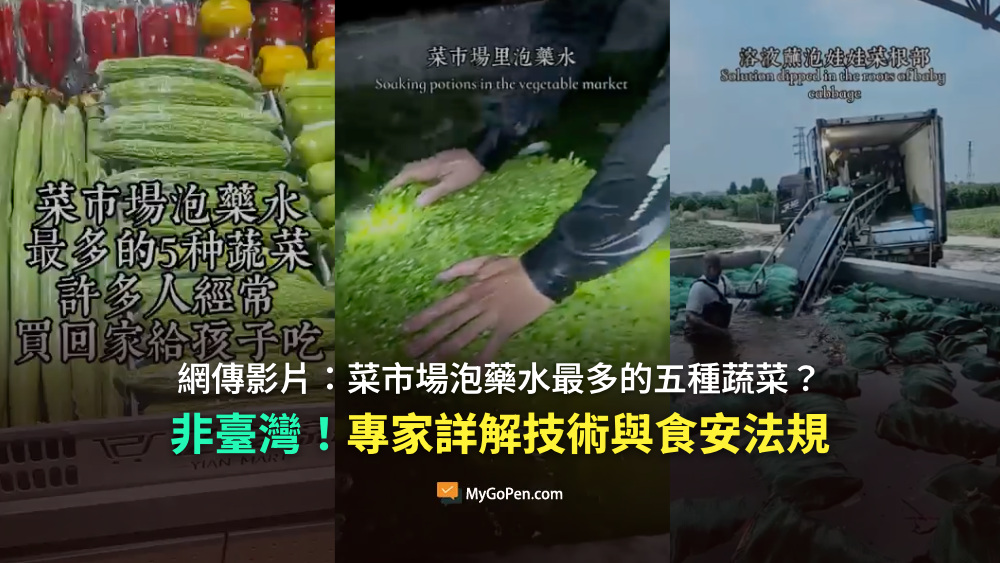 【錯誤】網傳影片：菜市場泡藥水最多的五種蔬菜？非臺灣情況！專家詳解技術與食安法規