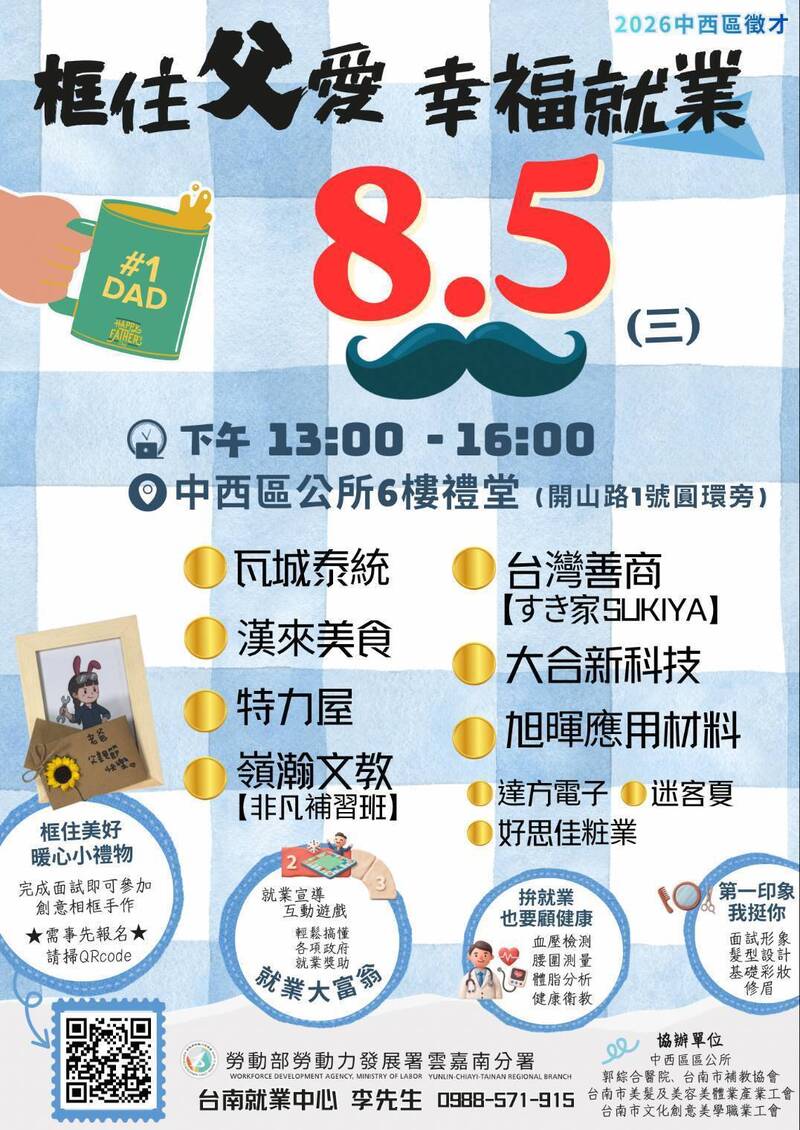 求職看過來！台南8月5場徵才  釋逾530個職缺