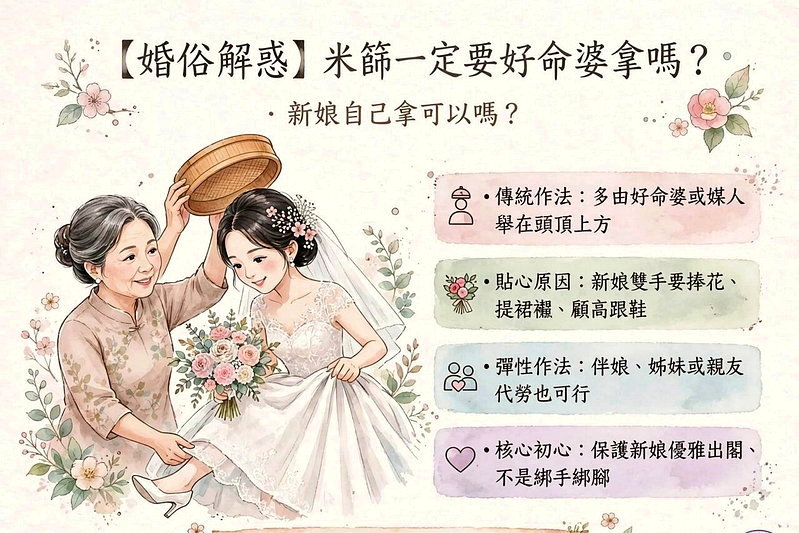 【婚俗解惑】米篩一定要好命婆拿嗎？新娘自己拿可以嗎？