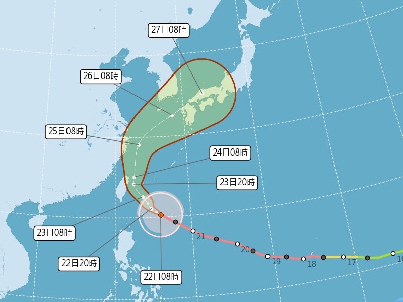 颱風薔琵10/23距台最近　北部、宜蘭防豪雨以上降雨
